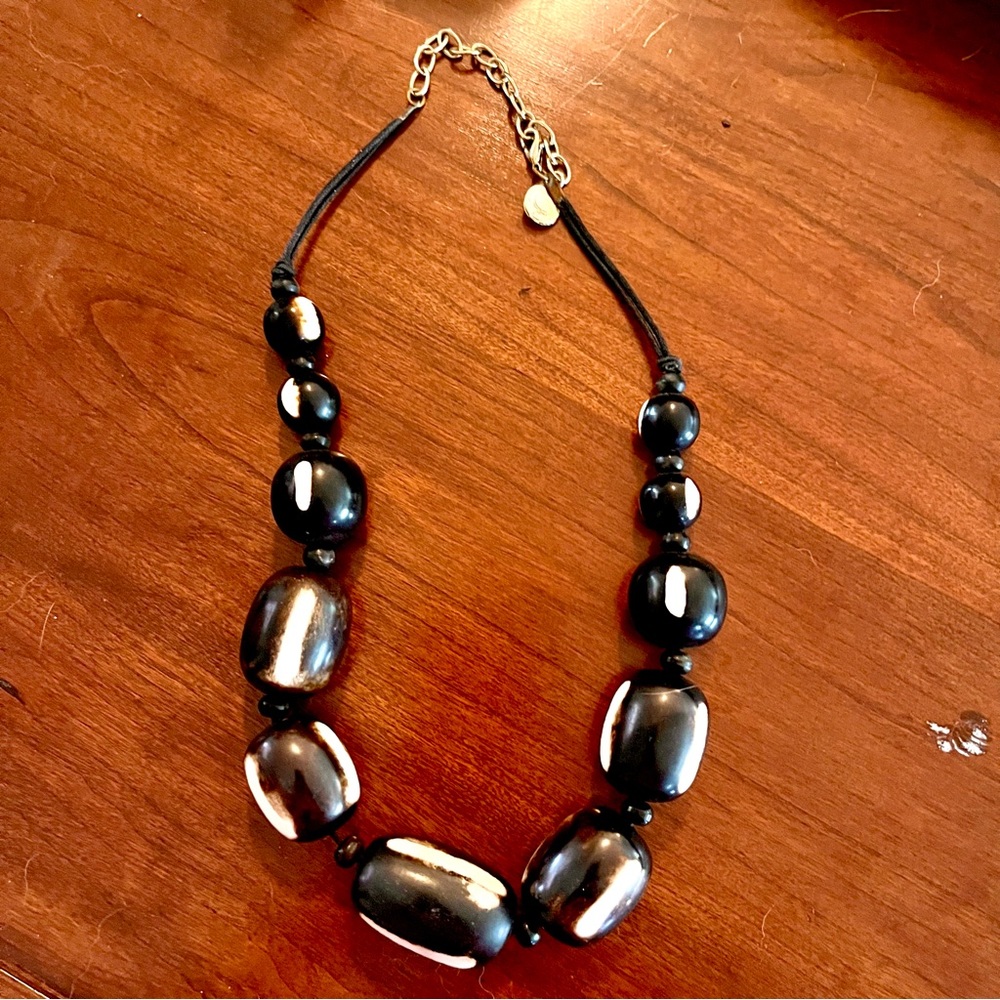 RJ Graziano Chunky Necklace, Brown & Ivory; Bone and Horn Beads.